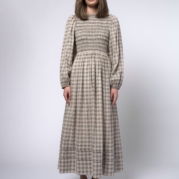 The Great | long sleeve maxi dress black check / plaid | size XS - Picture 8 of 10